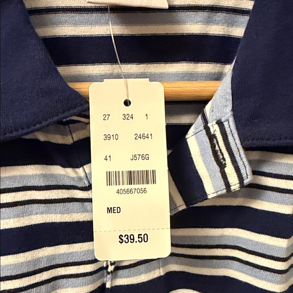 Brooks Brothers Navy and White Striped Polo Shirt - Picture 3 of 4